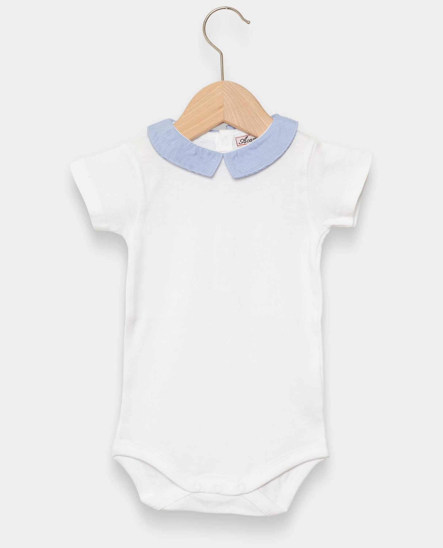 body col carré mc blanc/vichy bleu