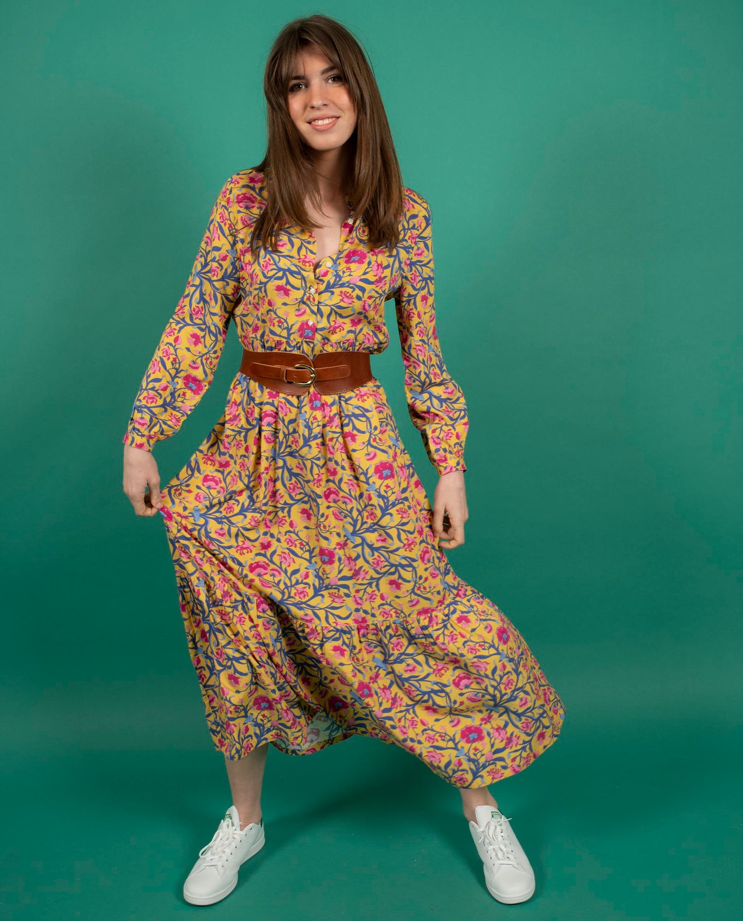 Robe longue col mao viscose Liberty Liberty Columbia Road