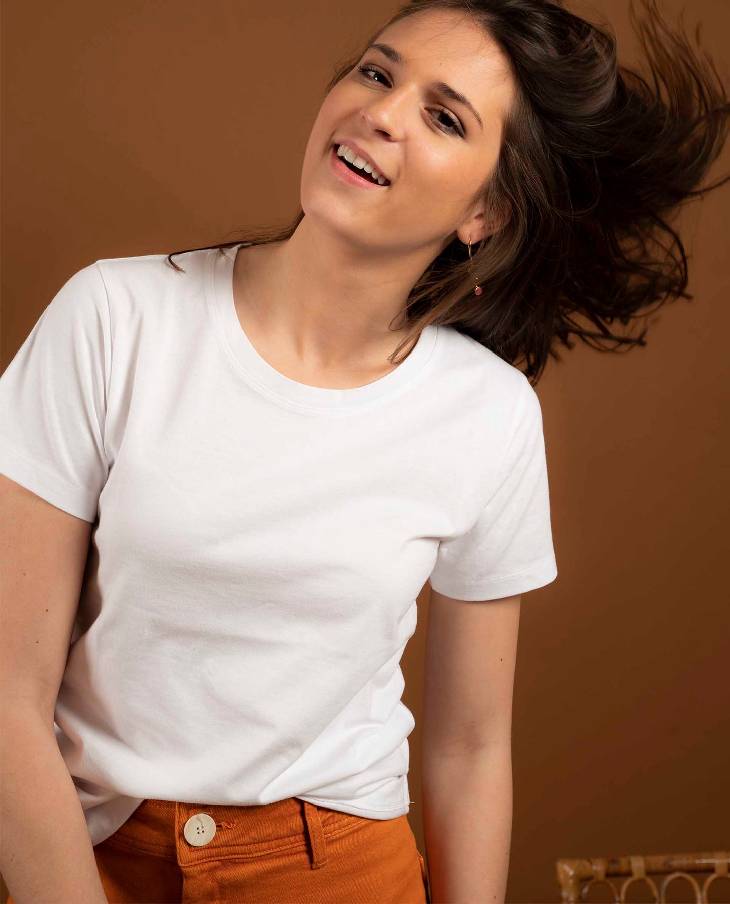 tee shirt col rond coton Blanc