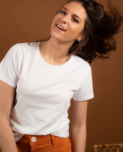 tee shirt col rond coton Blanc