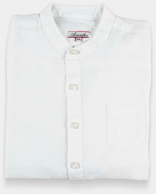chemise col mao lin JG Blanc