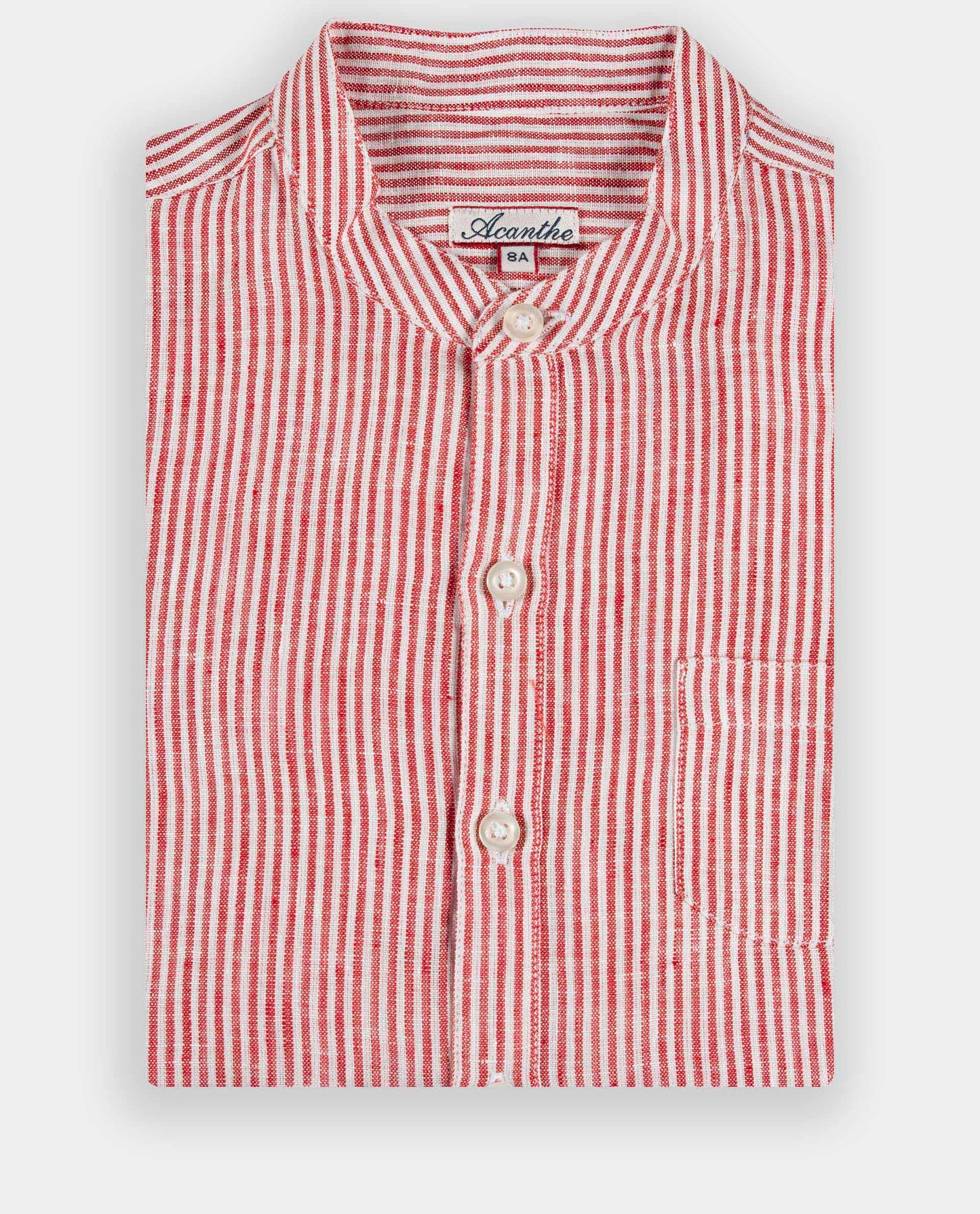 chemise col mao lin JG rayé rouge