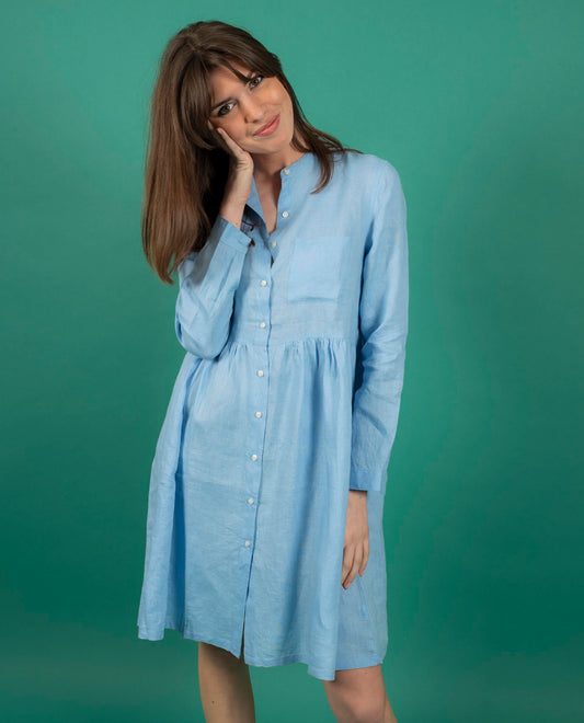 robe col mao lin dutch blue