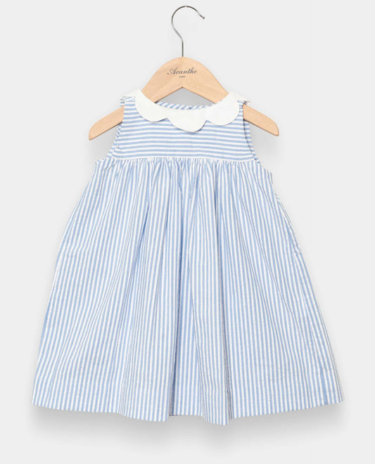 robe emmanchure américaine seersucker rayure ciel