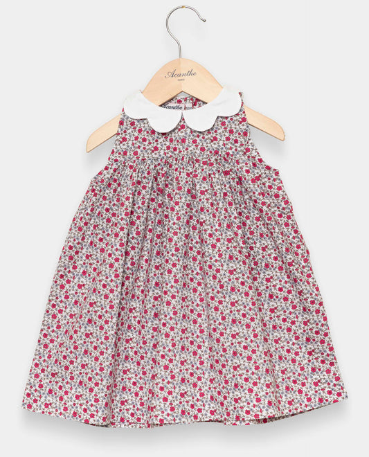 robe emmanchure américaine imprimé fleur fushia