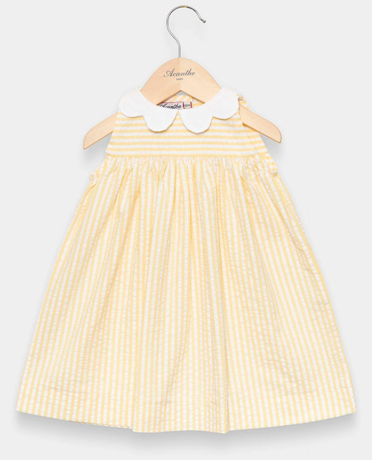 robe emmanchure américaine seersucker rayure jaune
