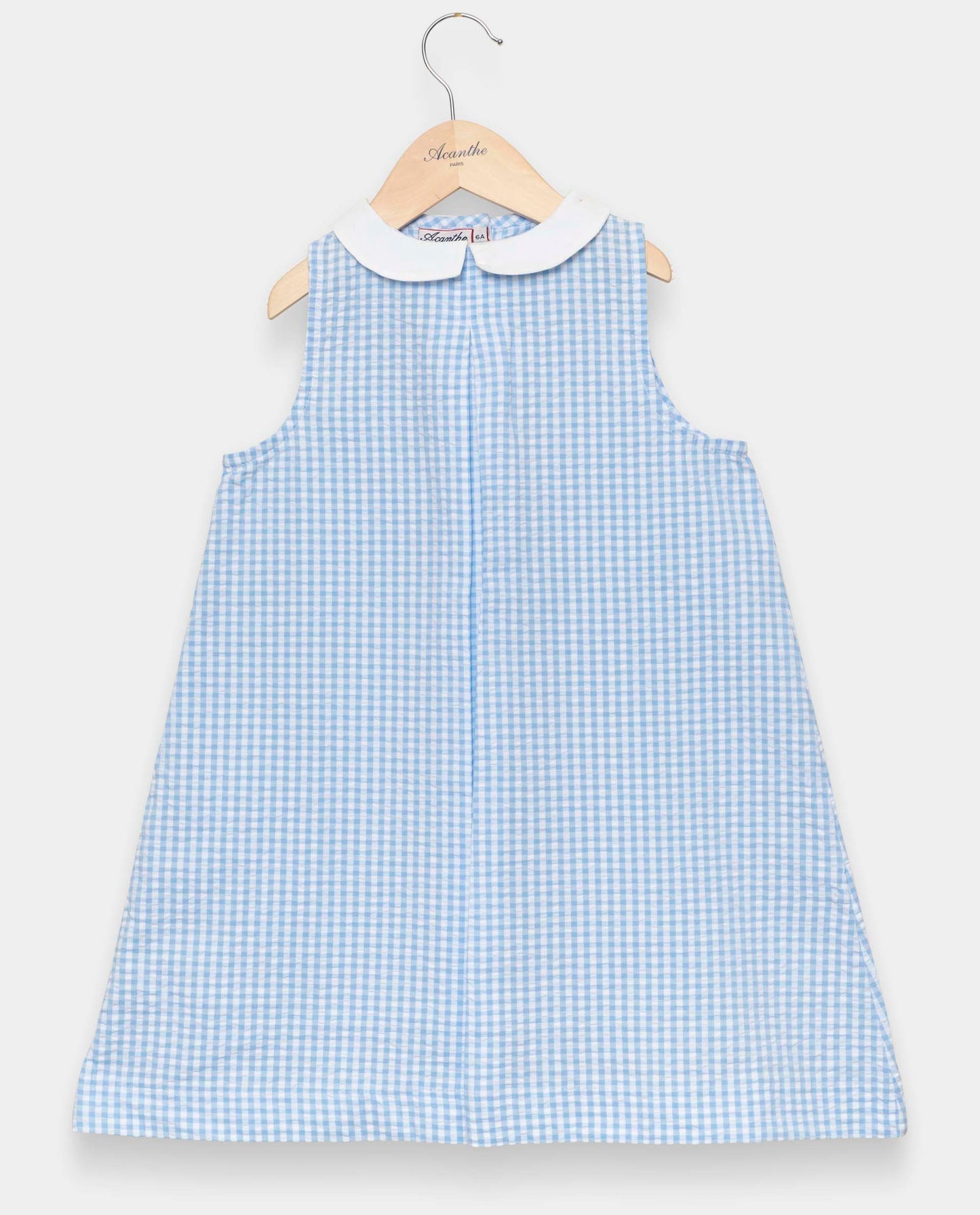 robe trapèze plis creux seersucker vichy ciel