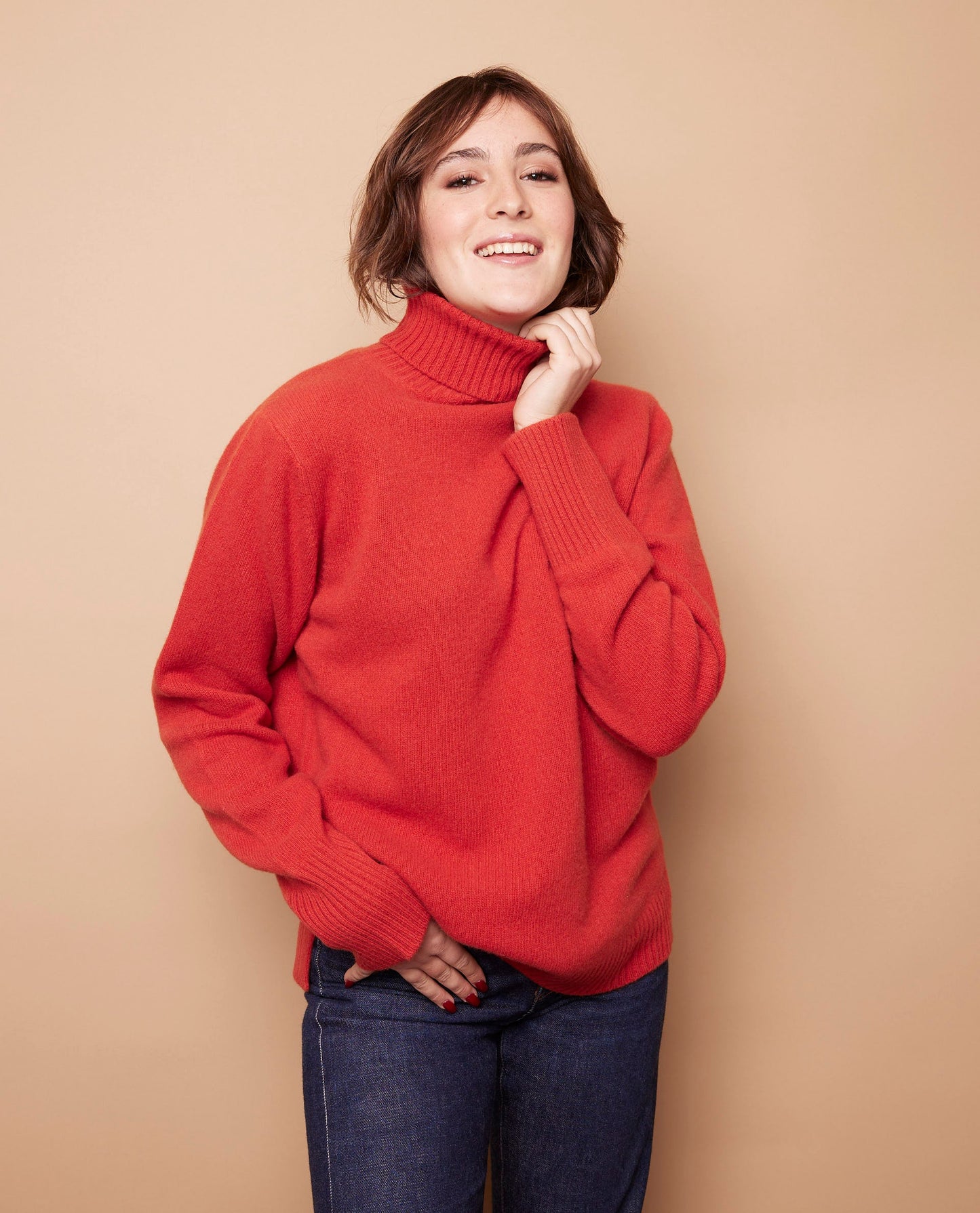 pull col roulé droit 10 cachemire Tabasco