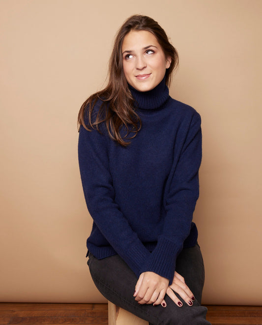 pull col roulé droit 10 cachemire Marine