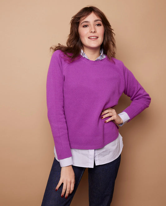 pull col rond fentes cà´tés 10 cachemire Violet