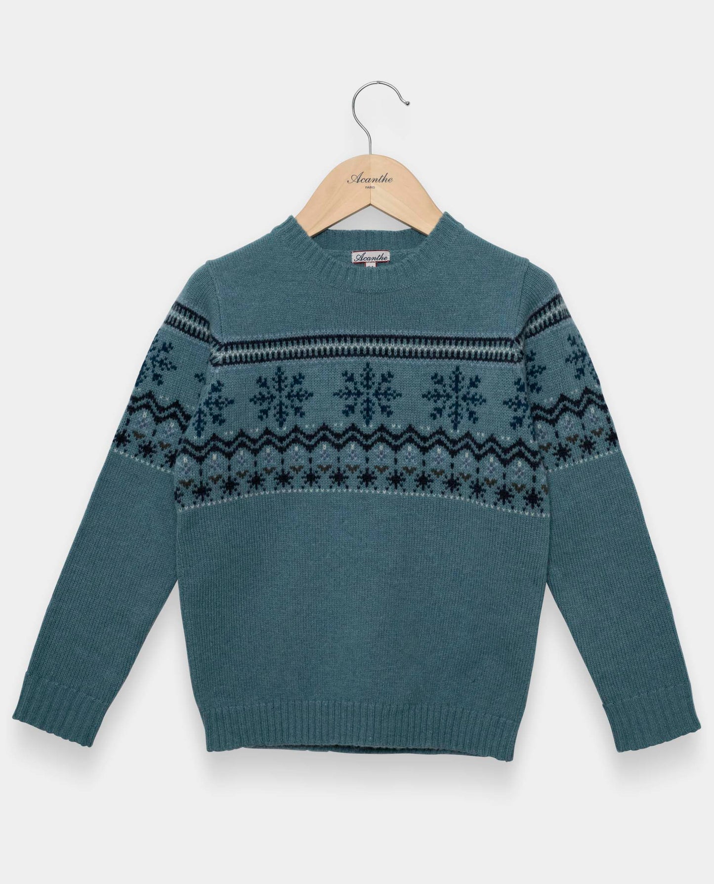 pull col rond jacquard 100 lwl JG Vert