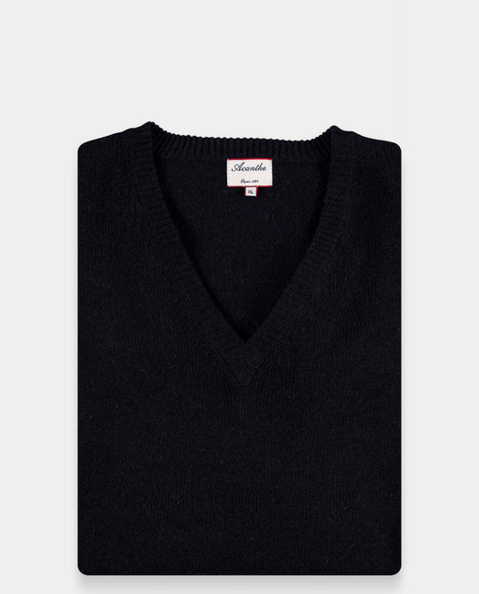 pull V sans manches Marine