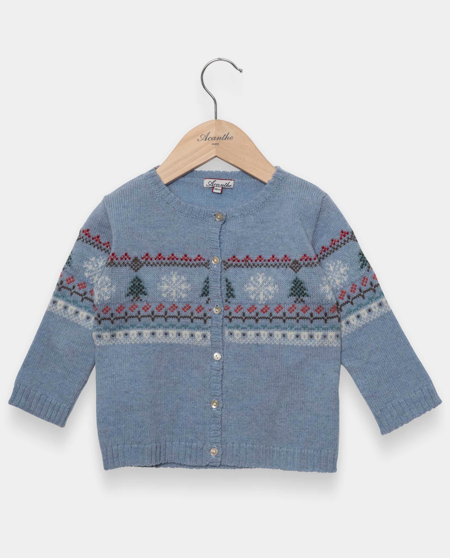 cardigan col rond jacquard 100 lwl Ciel