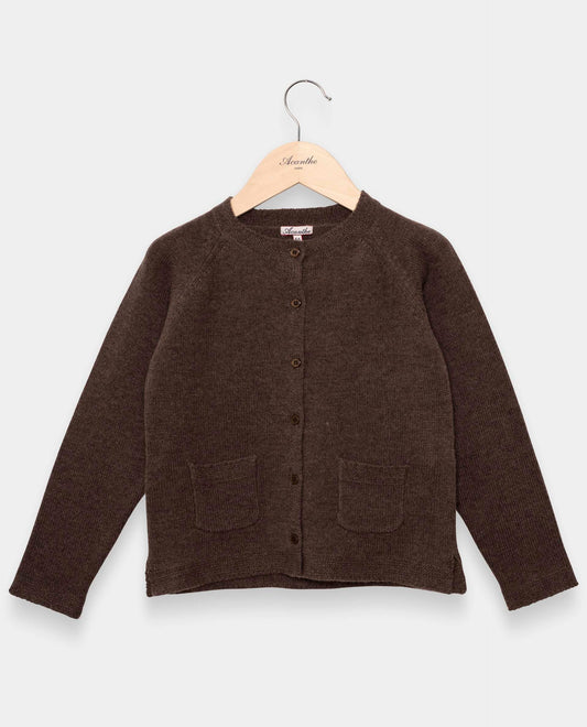 cardigan bord point mousse Brun