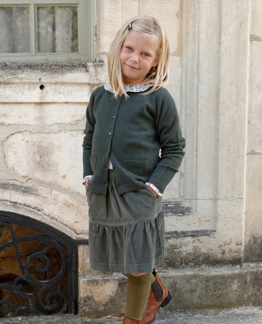 cardigan bord point mousse Kaki