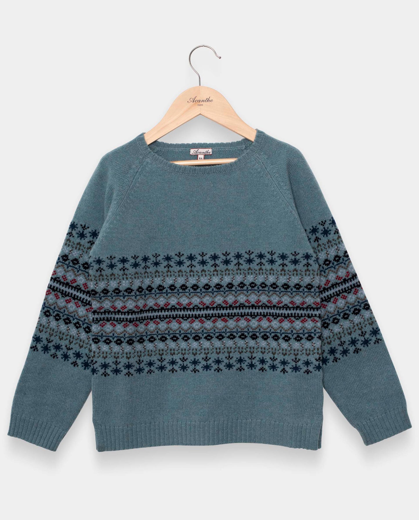 pull col rond jacquard 100 lwl Vert