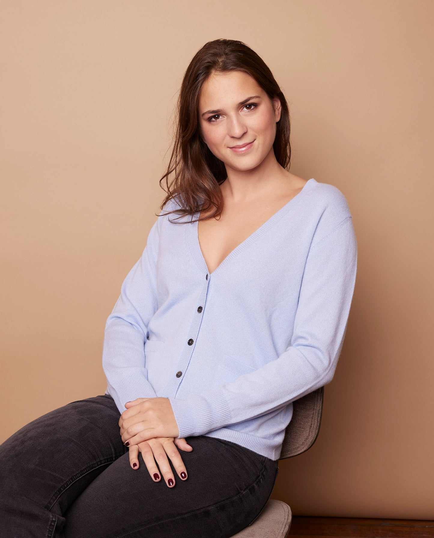 cardigan V 30 cachemire Ciel