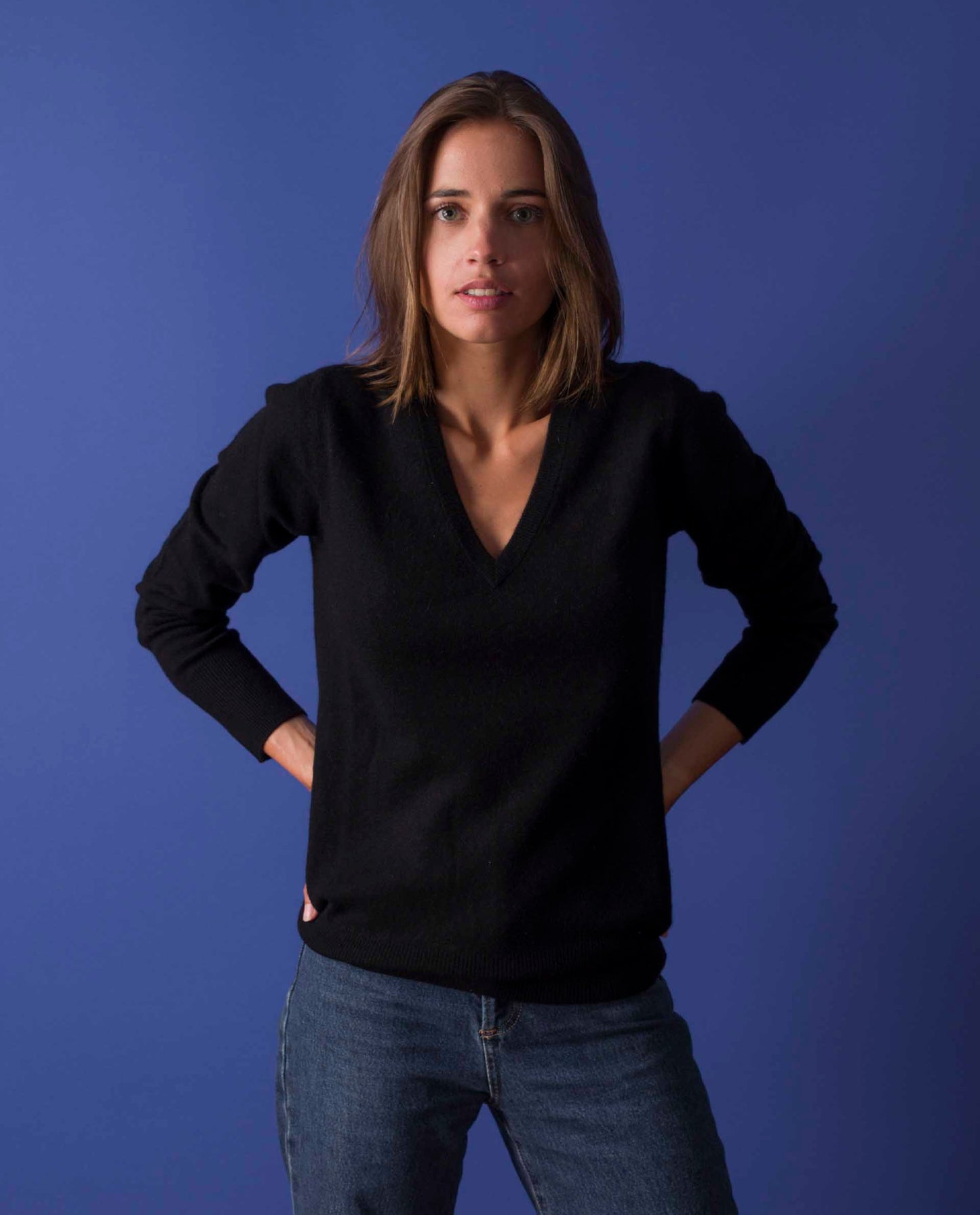 pull col V 30 cachemire Noir