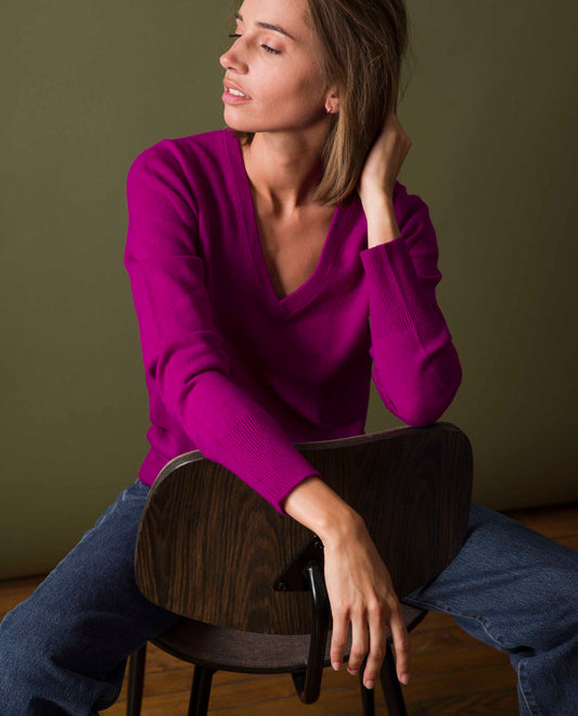 pull col V 30 cachemire violine