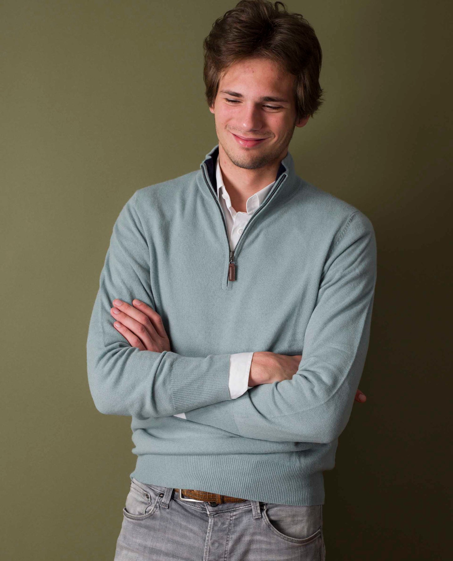 pull zip camionneur 30 cachemire vert d eau