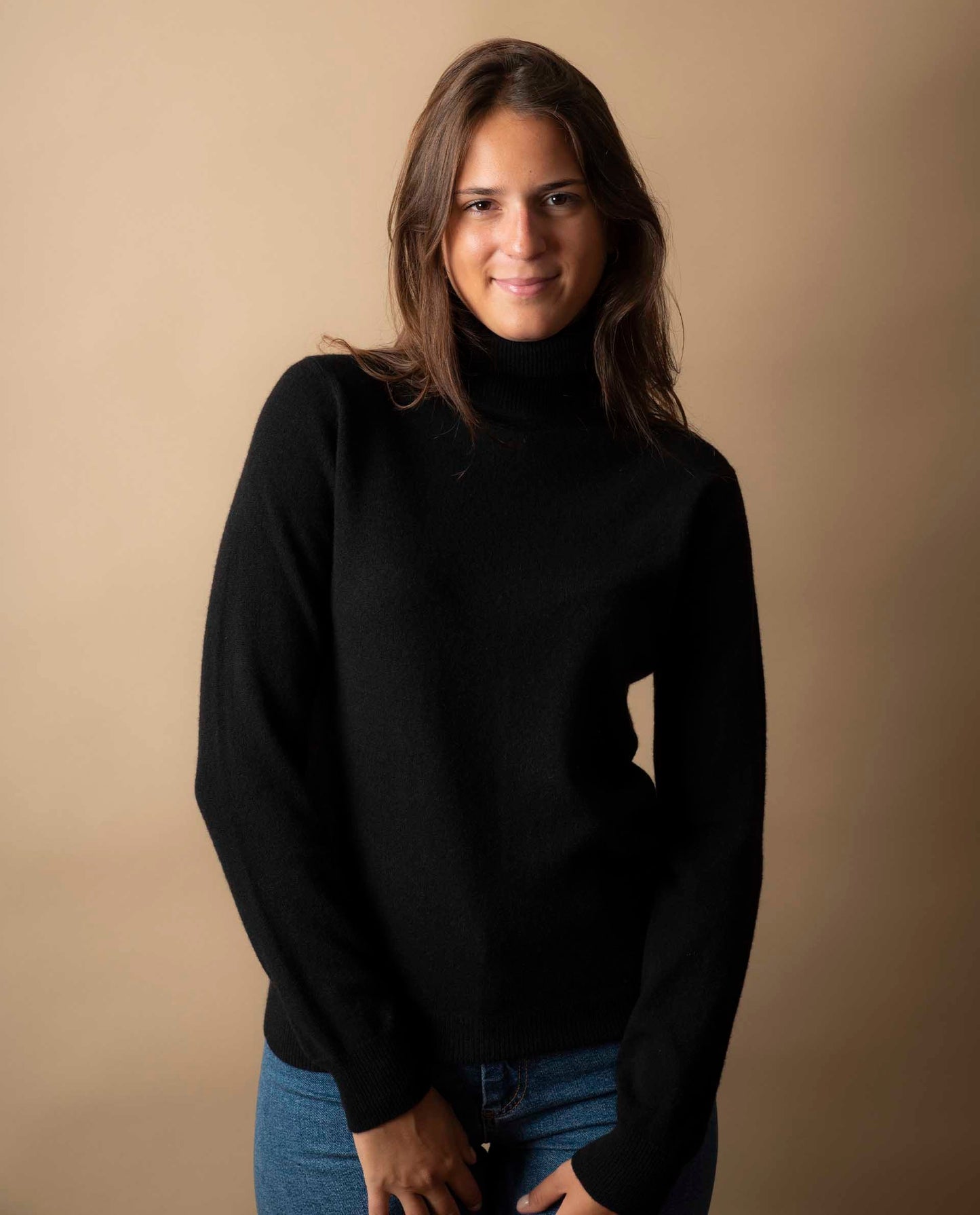 Pull col roulé 100 cachemire Noir