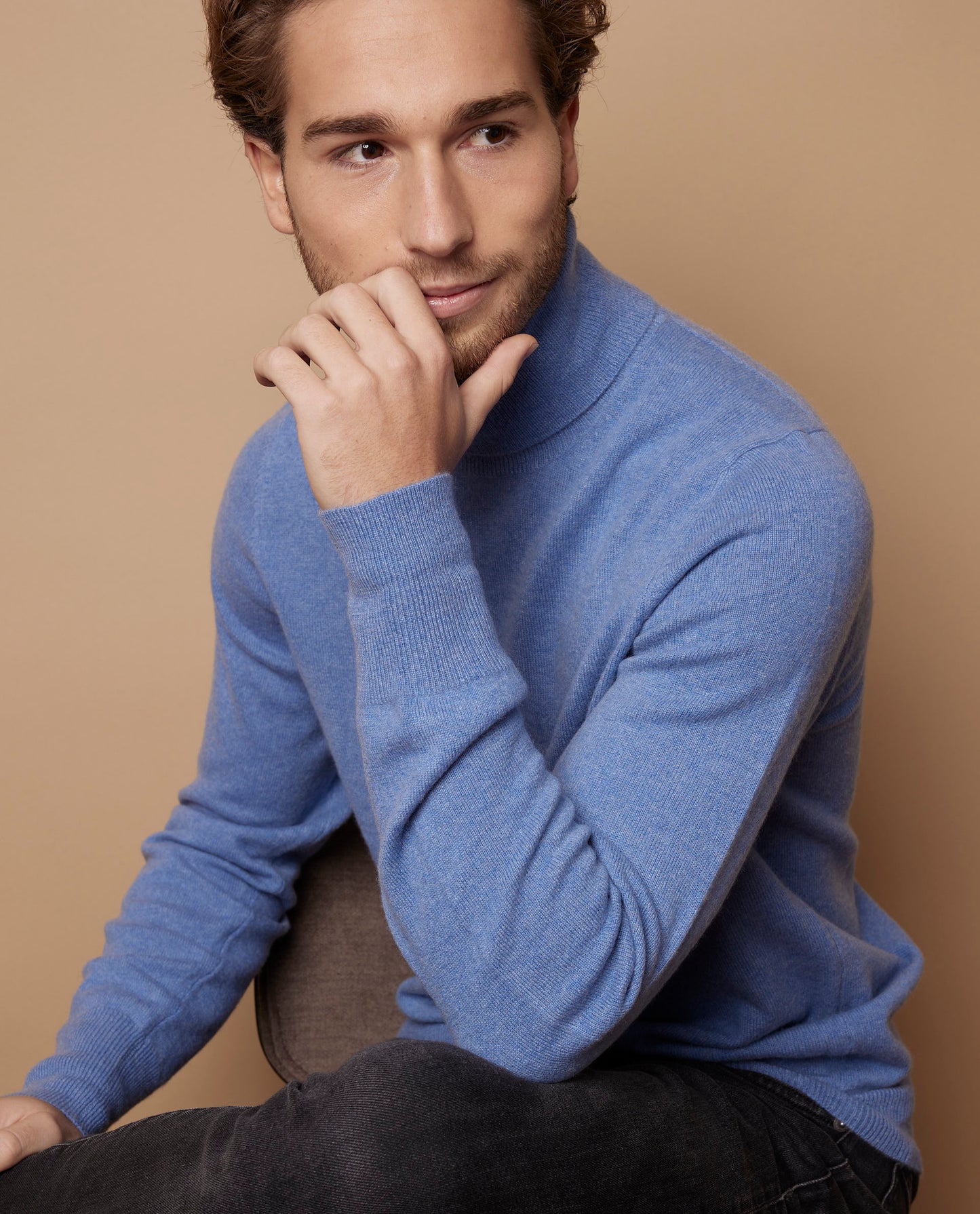 Pull col roulé 100 cachemire Denim