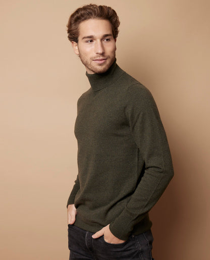 Pull col roulé 100 cachemire Kaki