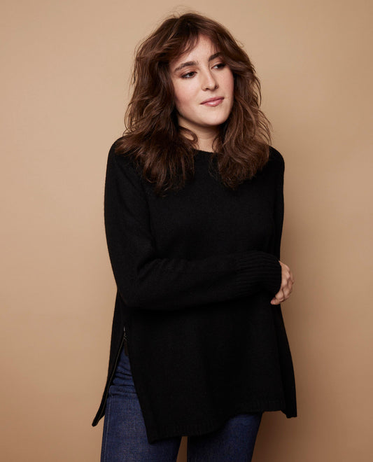 Pull 2 zips 100 cachemire Noir