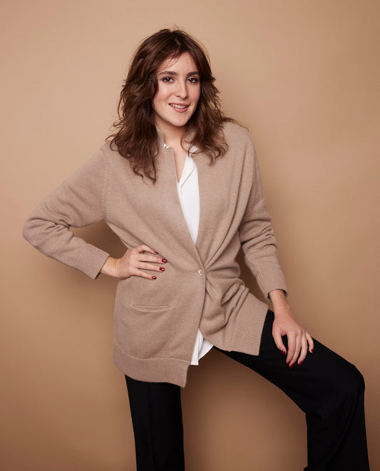 Veste col tailleur 100 cachemire Beige