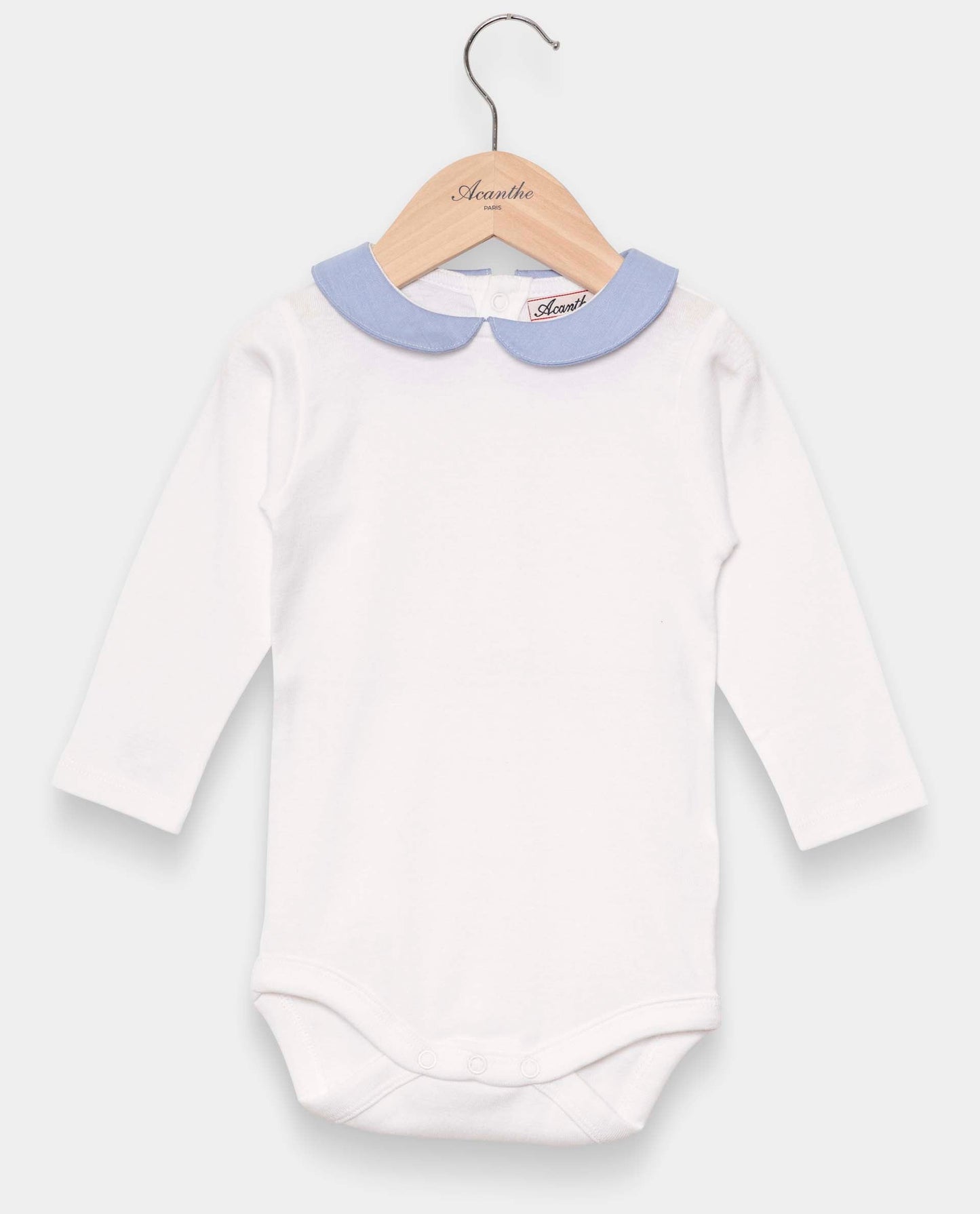 body col rond ml blanc/oxford bleu