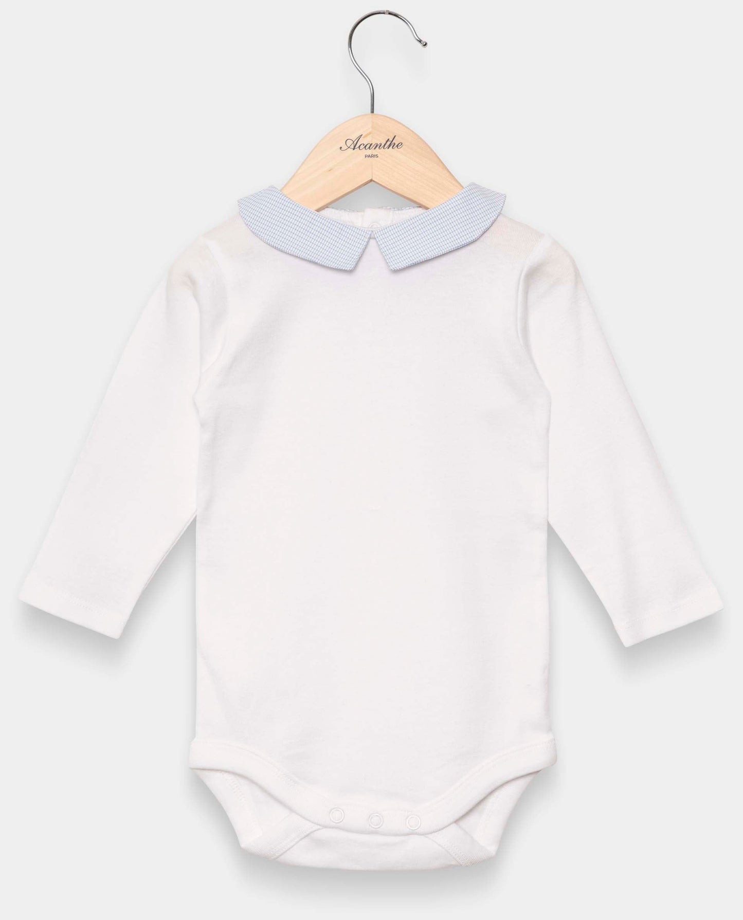 body col carré ml blanc/carreau bleu