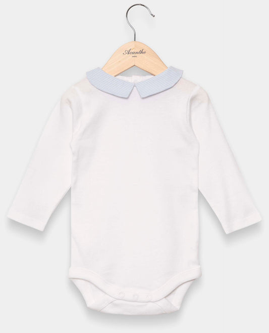 body col carré ml blanc/carreau bleu