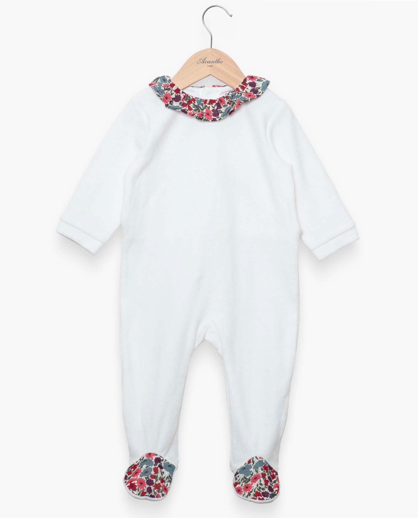 dors bien velours col volanté Liberty blanc/Liberty Poppy and Daisy