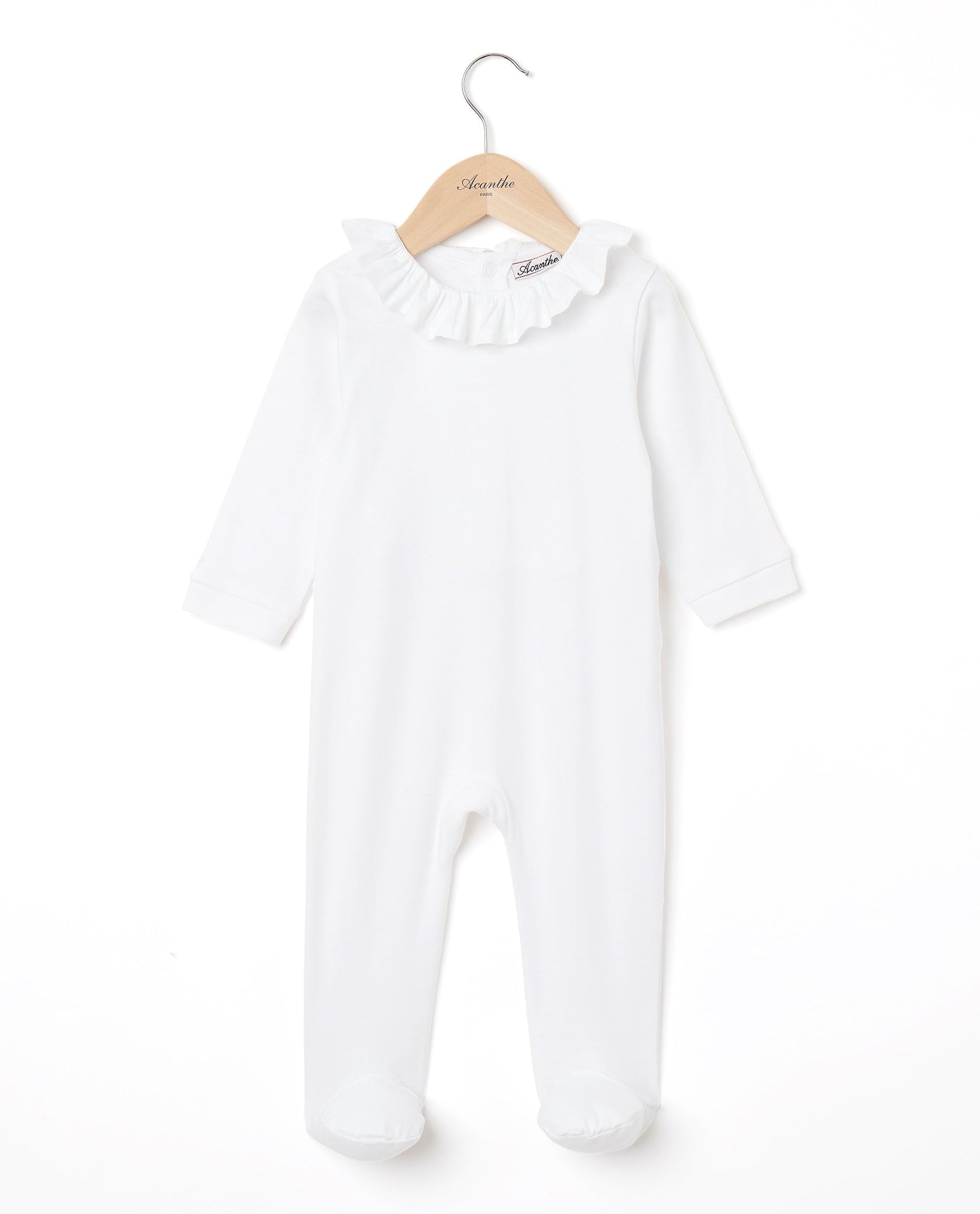 dors bien velours col volanté Blanc