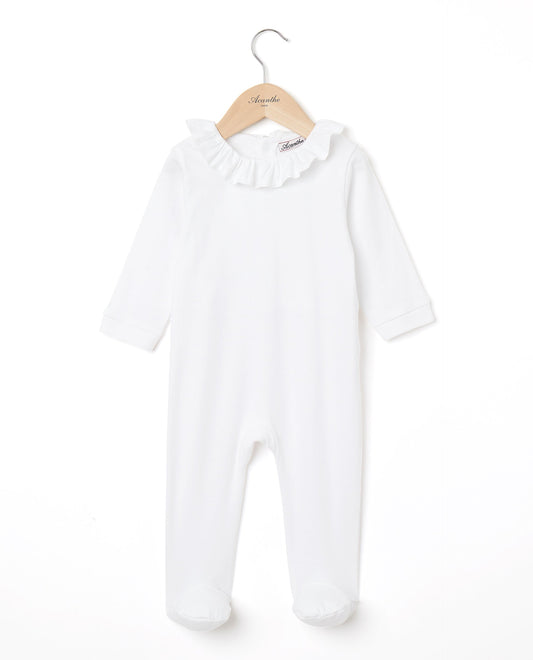 dors bien velours col volanté Blanc