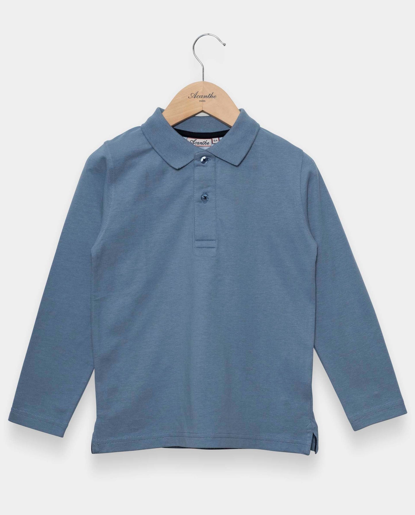 polo jersey ml bleu grisé