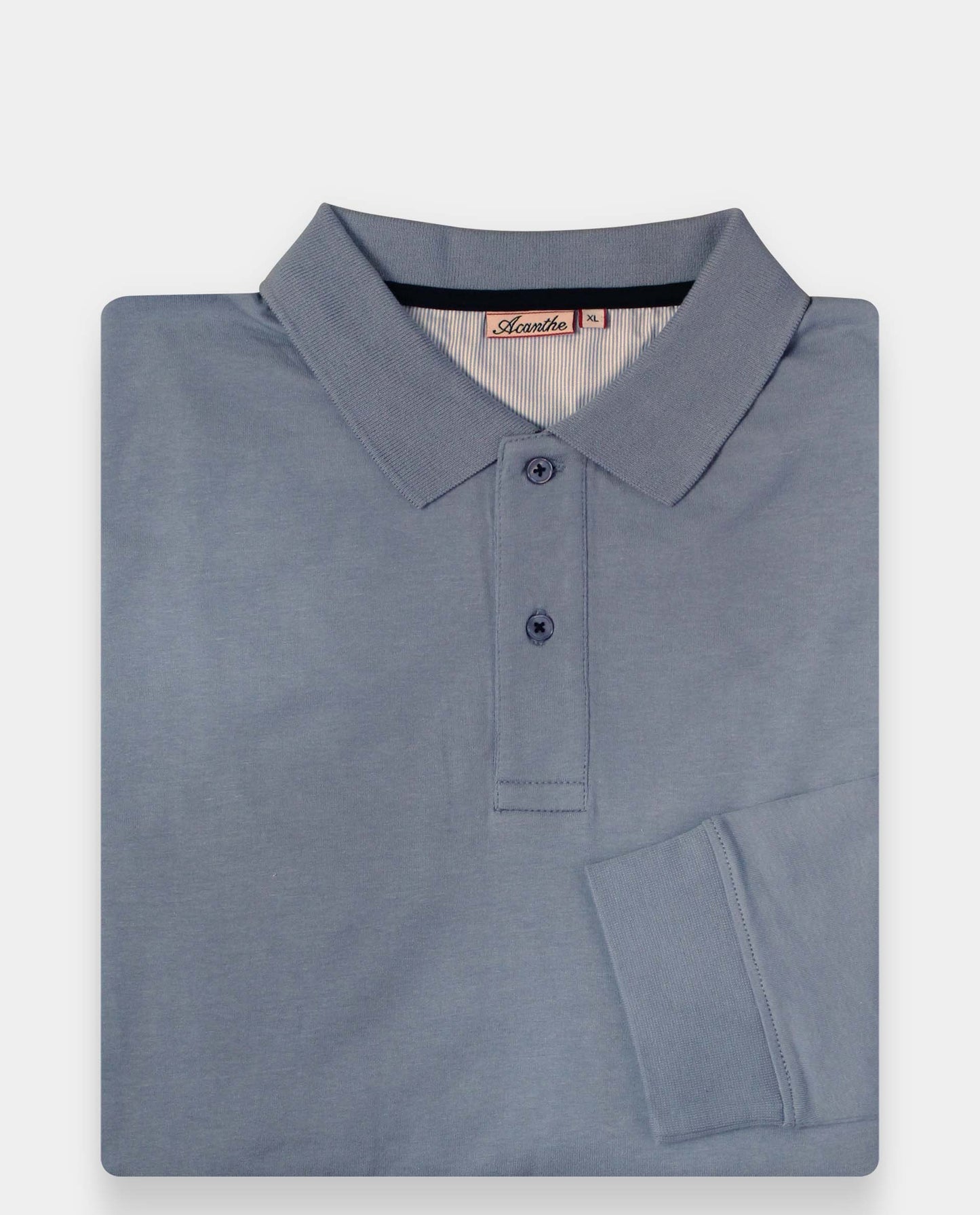 polo jersey ml bleu grisé