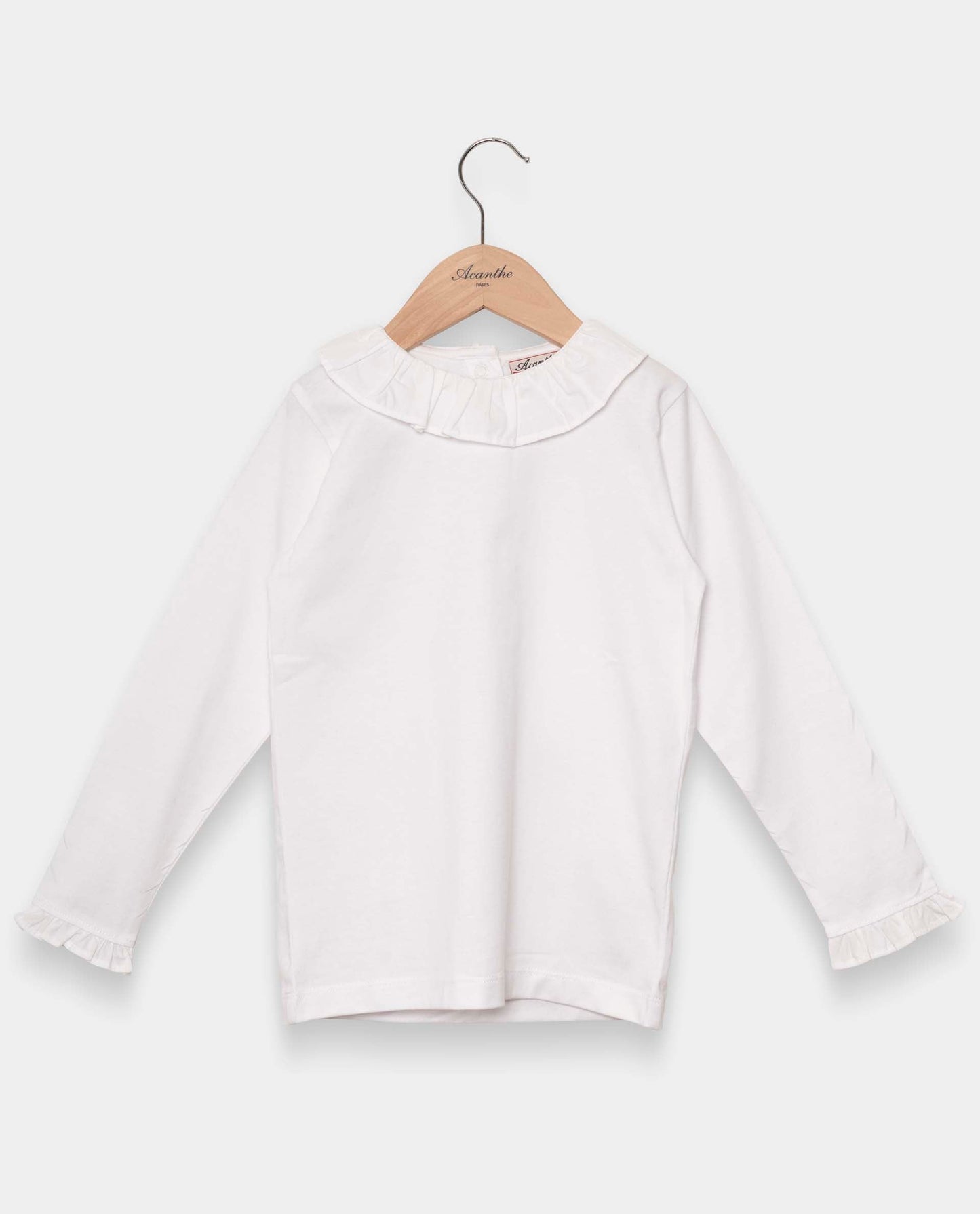 tee shirt volanté ml blanc/blanc