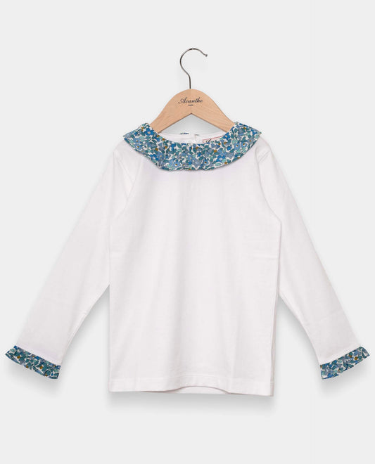 tee shirt volanté ml blanc/Liberty Betsy Berry