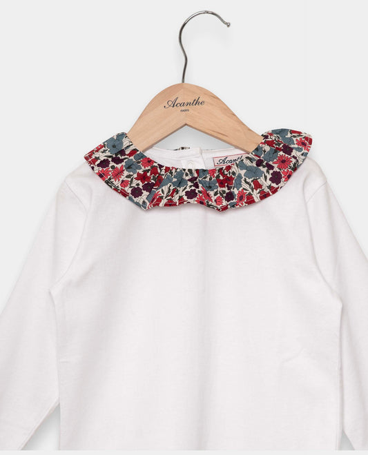 tee shirt volanté ml blanc/Liberty Poppy&Daisy