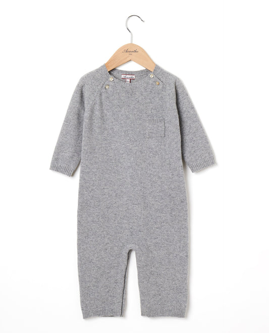combi col rond Naissance 90 laine-10 cachemire Gris