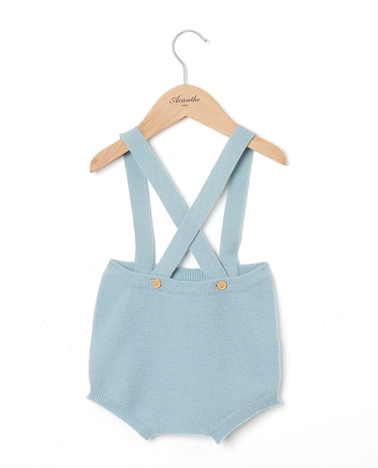 culotte à  bretelles Naissance 90 laine-10 cachemire bleu vert