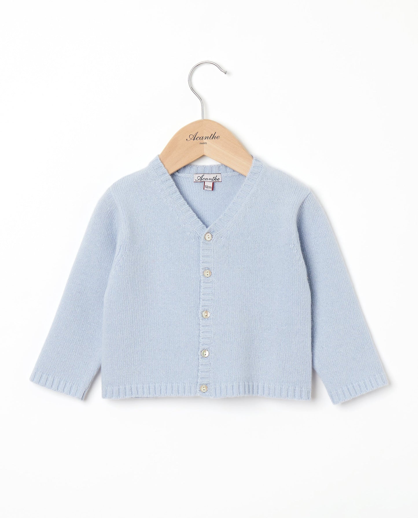 cardigan V Naissance 90 laine-10 cachemire Ciel