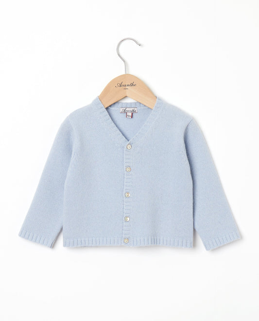 cardigan V Naissance 90 laine-10 cachemire Ciel
