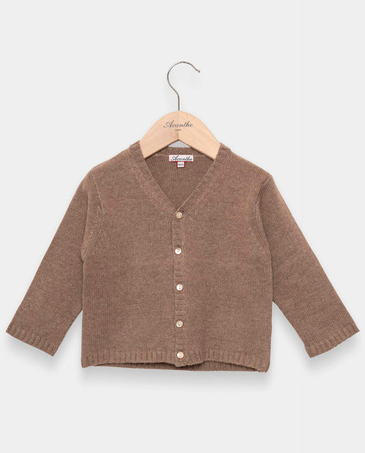 cardigan V Naissance 90 laine-10 cachemire Taupe
