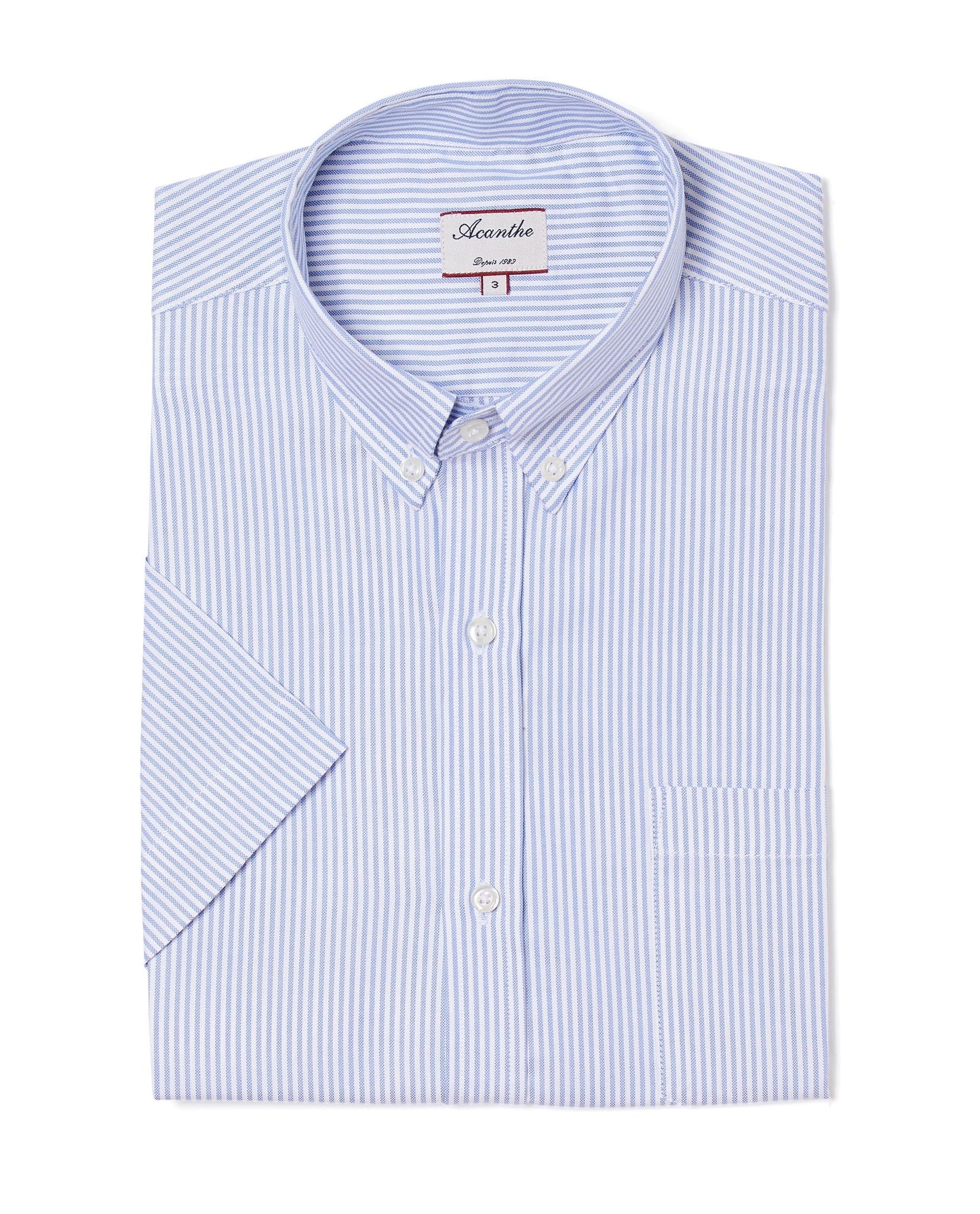 Chemise CB MC regular Oxford rayé ciel N8