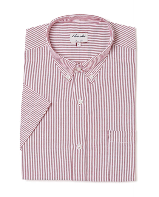 Chemise CB MC regular Oxford rayé rouge N9