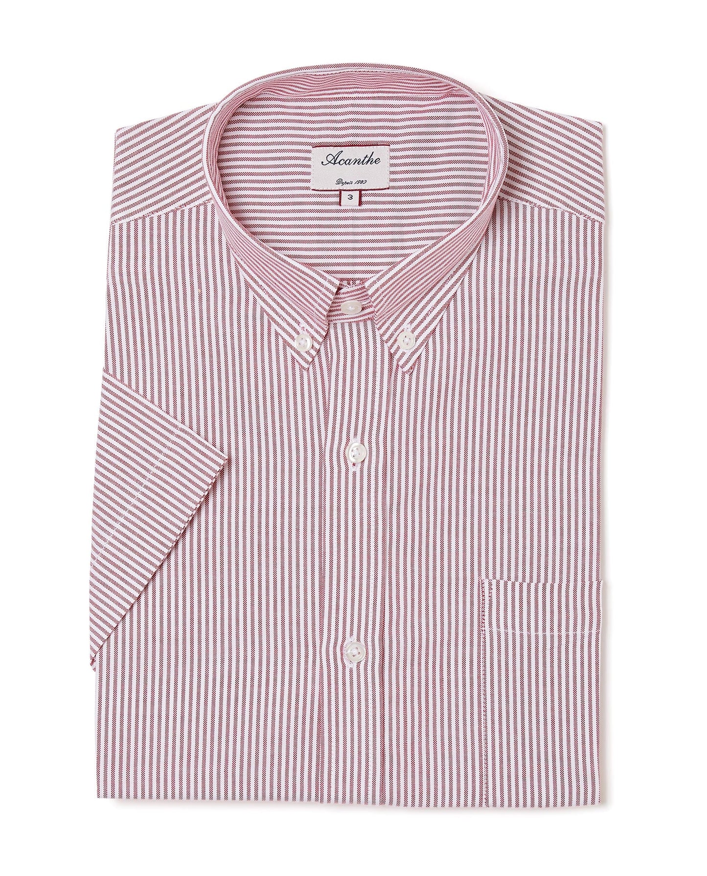 Chemise CB MC regular Oxford rayé rouge N9