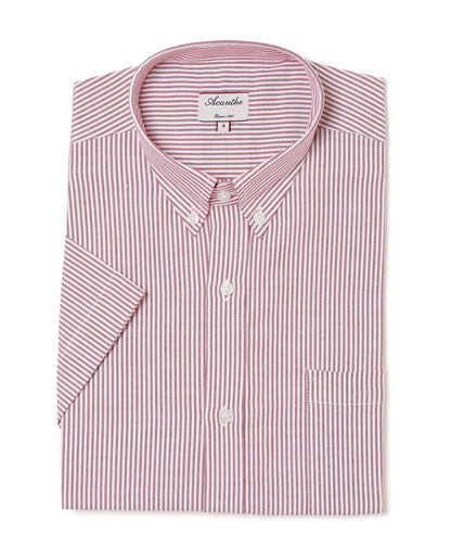 Chemise CB MC regular Oxford rayé rouge N9