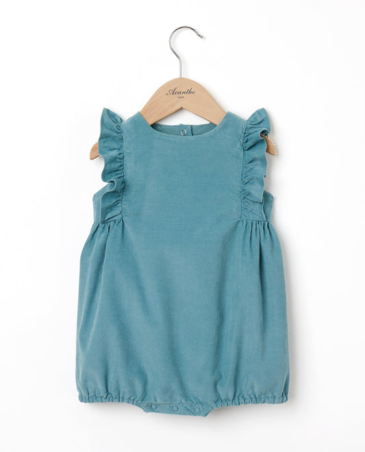 barboteuse volant velours Vert